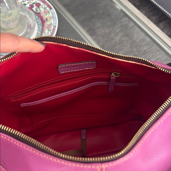 Dooney & Bourke Pink and Black Shoulder Bag with Gold Hardware - Picture 4 of 5